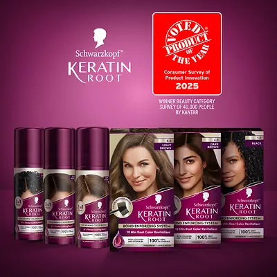 Product of The Year Schwarzkopf® Keratin Root Permanent Color and Keratin Root Temporary Color & Thickening Spray
