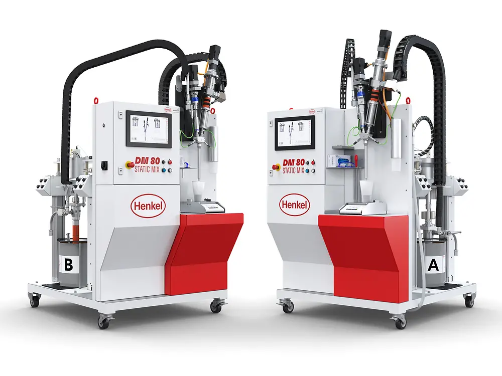 
The Sonderhoff DM80 Static Mix dispensing machine – the mobile workstation for processing and dispensing of highly filled, abrasive and highly viscous Loctite 2K epoxy structural adhesives.