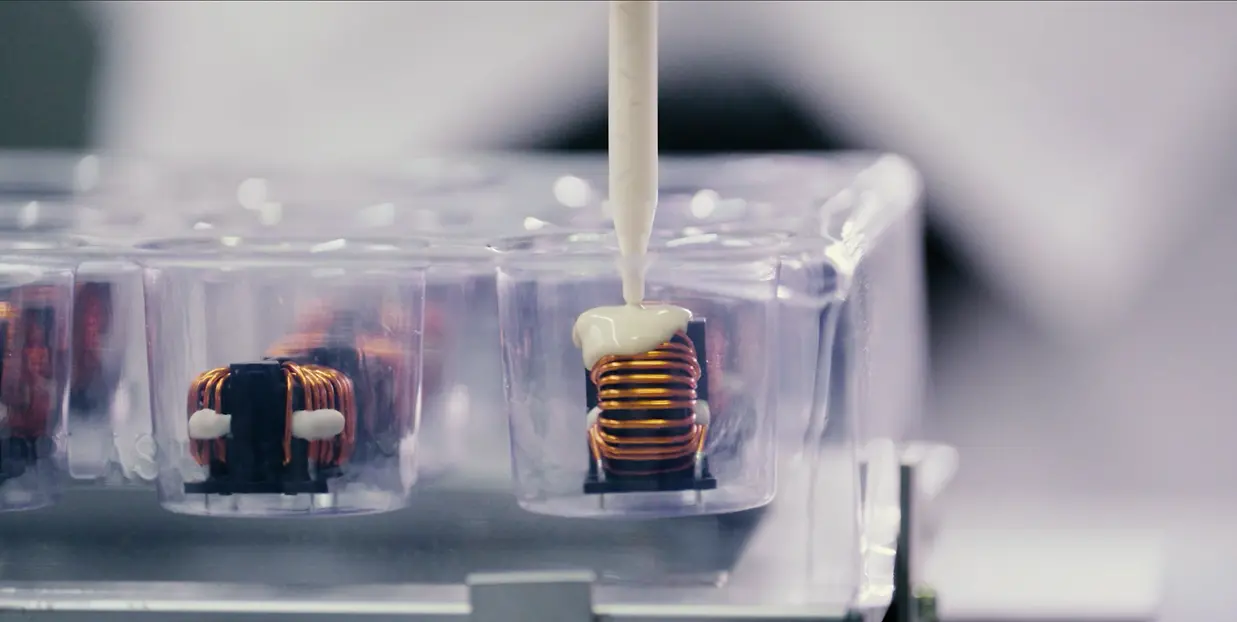 
Automated dispensing of Loctite SI 5643.