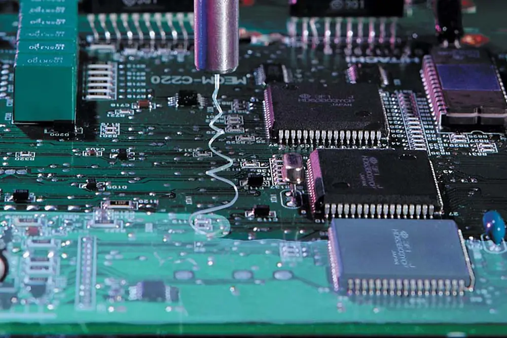 
Conformal coatings are applied to PCBs and components to help protect them against moisture, dust, chemicals, and other environmental conditions. 