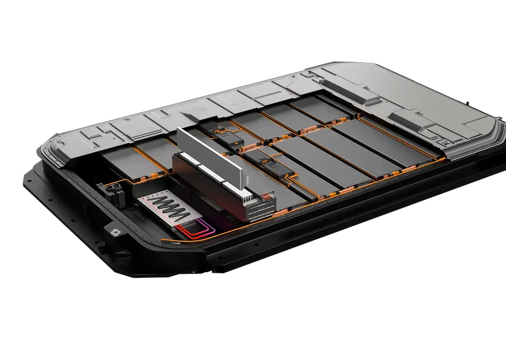 
Graphic illustration of Bergquist TGF 2030APS thermal gap filler applied in an EV battery pack.