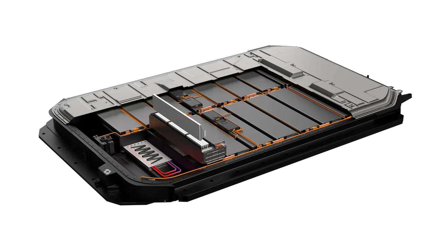 
Graphic illustration of Bergquist TGF 2030APS thermal gap filler applied in an EV battery pack.